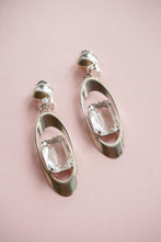 Load image into Gallery viewer, Silver rhinestone dangle earrings
