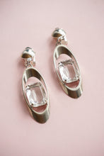 Load image into Gallery viewer, Silver rhinestone dangle earrings
