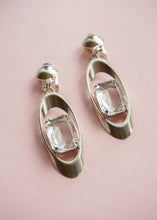 Load image into Gallery viewer, Silver rhinestone dangle earrings
