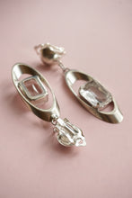 Load image into Gallery viewer, Silver rhinestone dangle earrings
