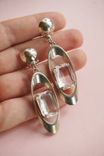 Load image into Gallery viewer, Silver rhinestone dangle earrings
