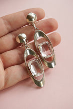 Load image into Gallery viewer, Silver rhinestone dangle earrings
