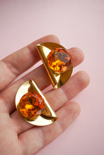 Load image into Gallery viewer, Amber rhinestone earrings
