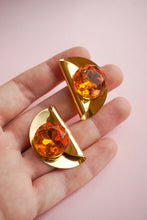 Load image into Gallery viewer, Amber rhinestone earrings
