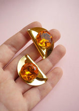 Load image into Gallery viewer, Amber rhinestone earrings
