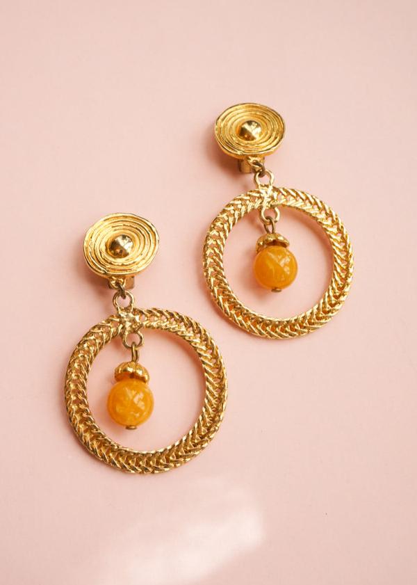 Creole and pearl clip-on earrings