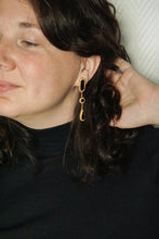 Load image into Gallery viewer, Small black enamel earrings
