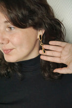 Load image into Gallery viewer, Small black enamel earrings
