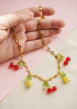 Charger l&#39;image dans la galerie, 🍋🍒 Collier Cerise et citrons - Les Fruités upcyclés
