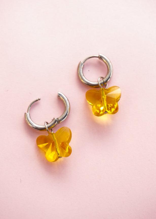 Papillons oranges - boucles oreilles upcyclées