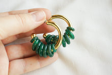 Load image into Gallery viewer, Green ring hoop earrings
