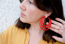 Load image into Gallery viewer, Maxi Red hoops earrings
