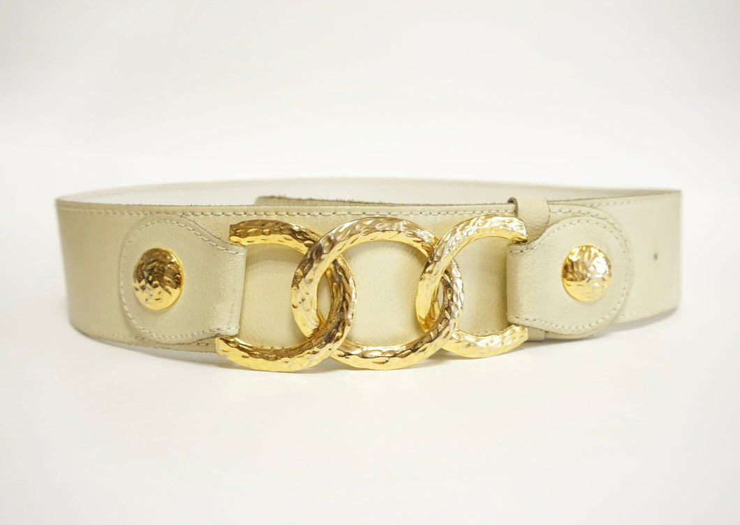 XL beige belt and golden rings ≤ 97cm