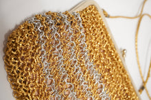 Load image into Gallery viewer, Silver and gold crochet minaudière bag
