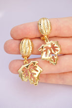 Load image into Gallery viewer, Golden leaf clip-on earrings
