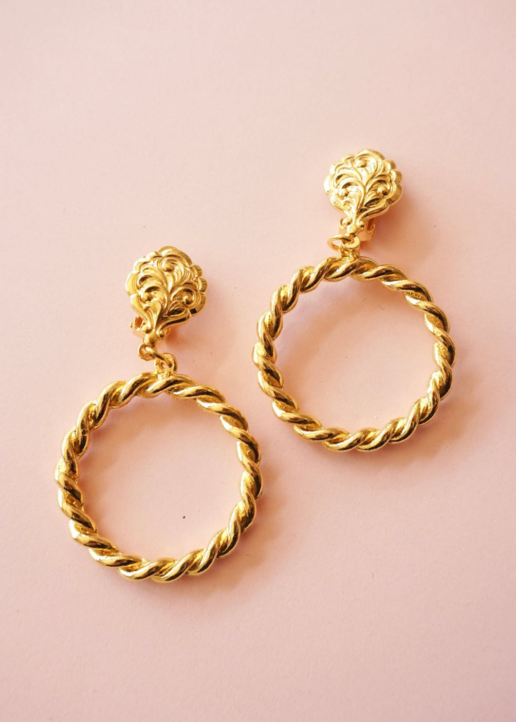 Golden clip-on earrings