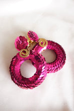 Load image into Gallery viewer, Pink sequin hoop earrings
