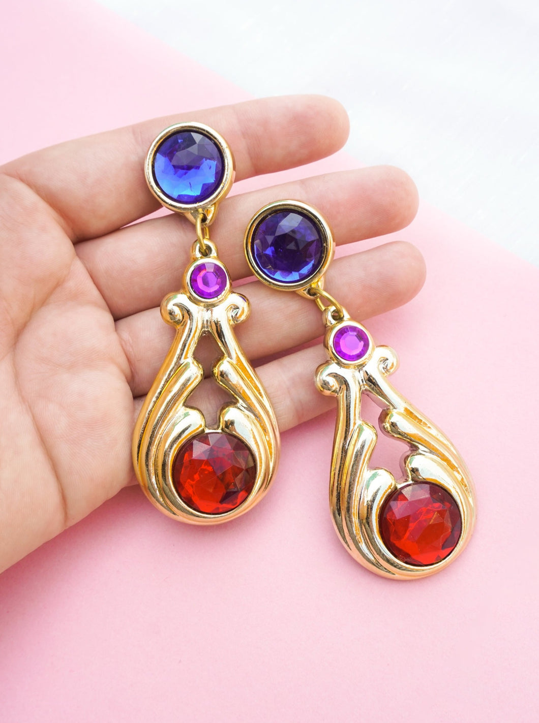 Multicolored rhinestone earrings
