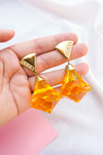 Load image into Gallery viewer, Baroque earrings with orange rhinestones
