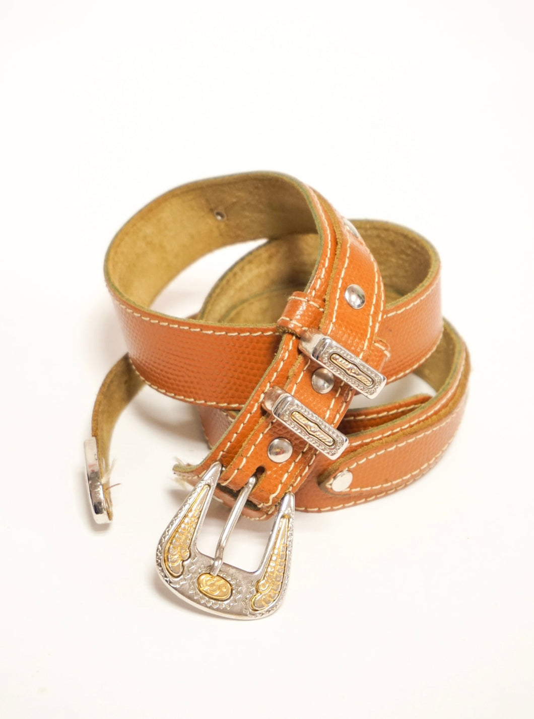 Black leather dog buckle belt ≤82cm