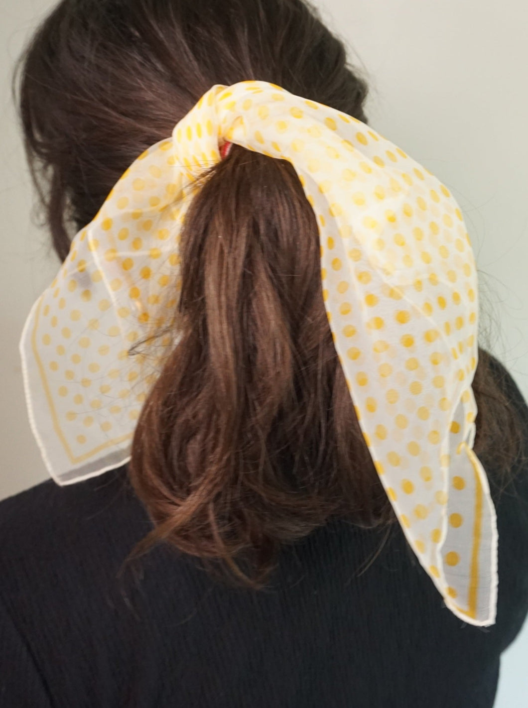 Transparent square with yellow polka dots