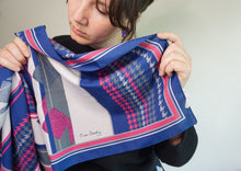 Load image into Gallery viewer, Pierre Cardin - Blue and pink houndstooth scarf
