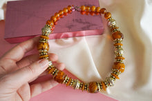 Load image into Gallery viewer, Amber and gold pearl necklace
