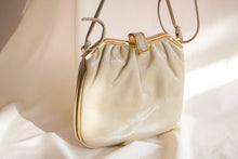 Load image into Gallery viewer, 80&#39;s beige and gold leather handbag
