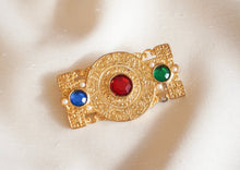 Load image into Gallery viewer, Vintage rectangle brooch with rhinestones
