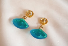 Load image into Gallery viewer, Blue trapeze drop dangle earrings
