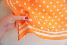 Load image into Gallery viewer, Orange silk scarf with white polka dots
