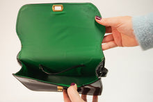 Load image into Gallery viewer, Small black and green vinyl bag
