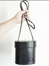 Load image into Gallery viewer, Black crocodile seal handbag
