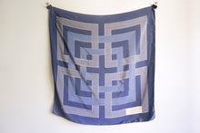 Load image into Gallery viewer, Blue geometric silk scarf
