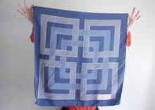 Load image into Gallery viewer, Blue geometric silk scarf
