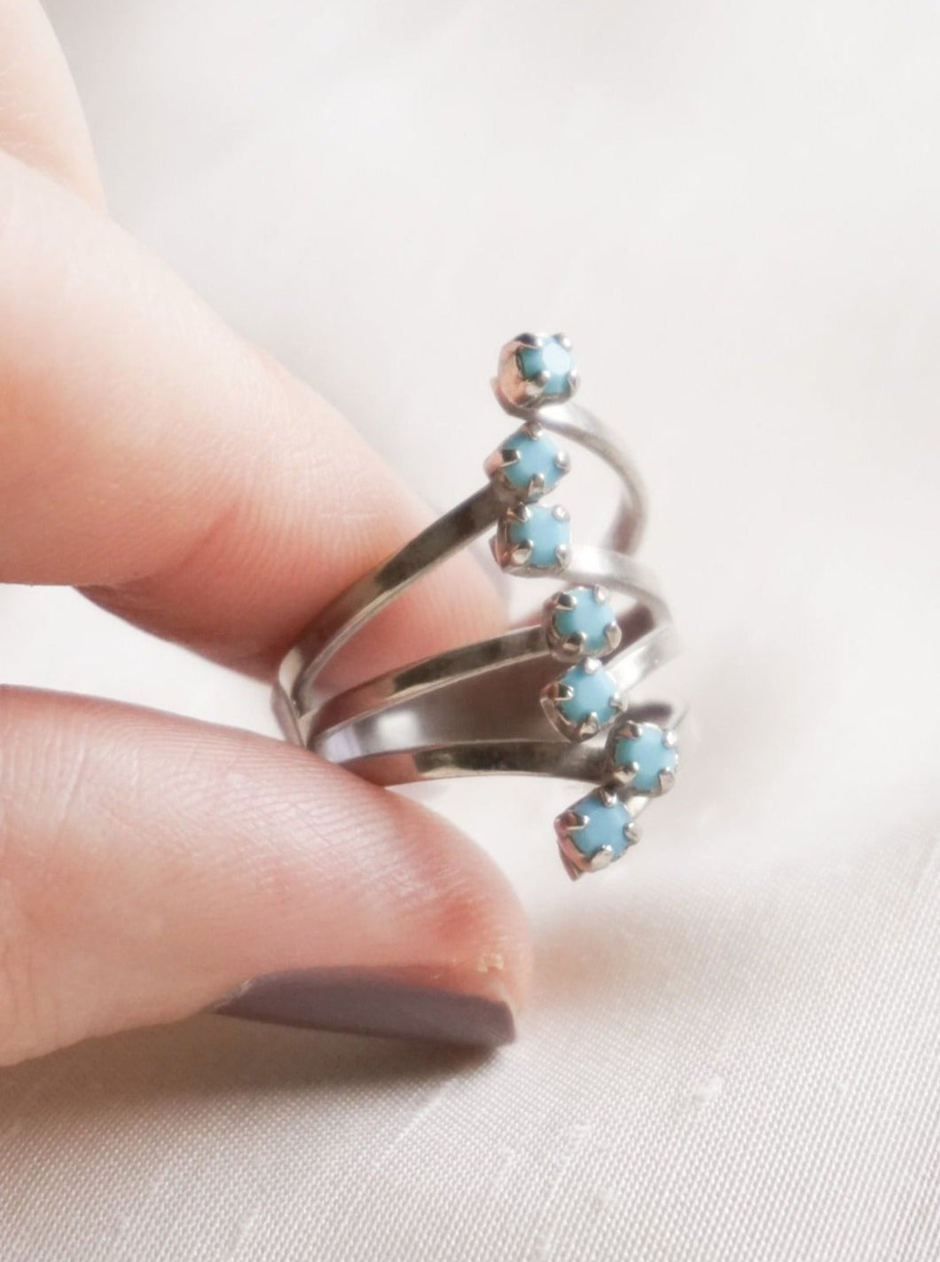 Silver and blue ring
