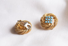 Load image into Gallery viewer, Blue rhinestone twist with clips - [ Antique Jewelry ]
